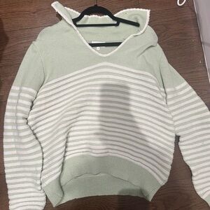 Mint Green Striped Women's Sweater